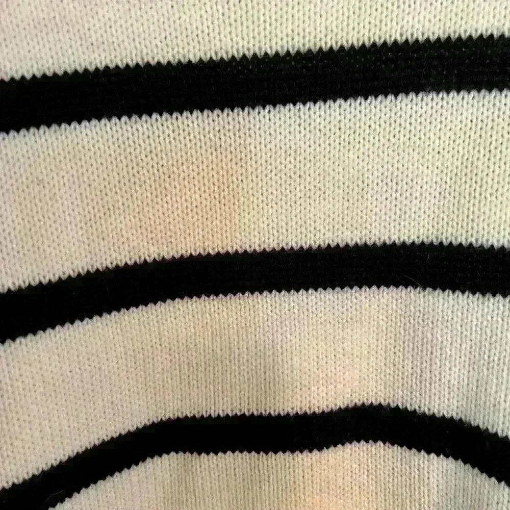 White Sweater with Black Stripes, Size L - Picture 3 of 4